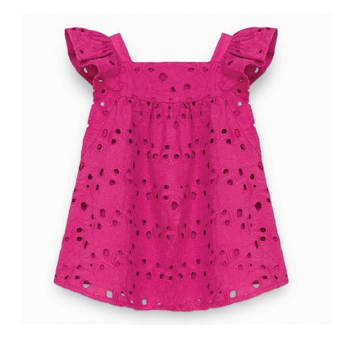 Baby Girls Fuchsia Broderie Anglaise Dress