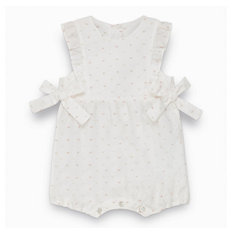 Two-tone White Swiss Dot Romper Suit