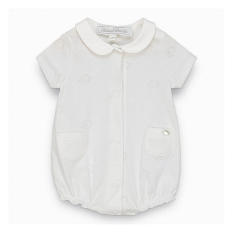 White Interlocking Openwork Hedgehog Romper Suit