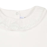 Baby Girls Mother-of-Pearl Bodysuit with Ruffled Lace Collar