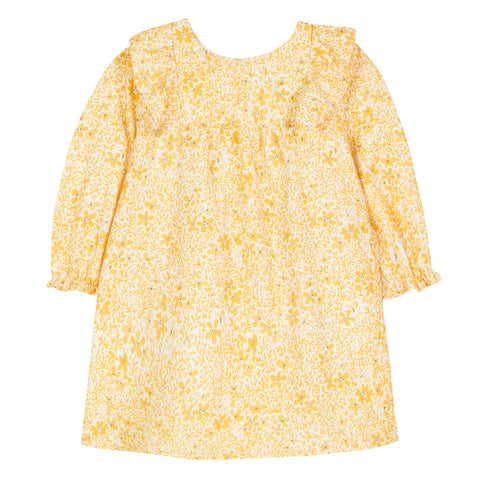 Baby Girls Saffron Dress with Floral Print