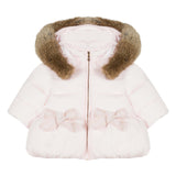 Baby Girls Pale Pink Down Jacket with Bows