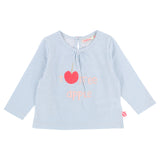 Baby Girls Long Sleeve Tee with Apple Graphic