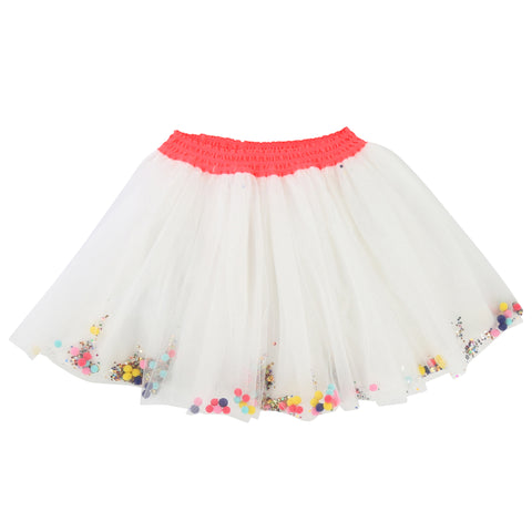 Girls Party Tulle Skirt with Sequins and Pompoms Inside