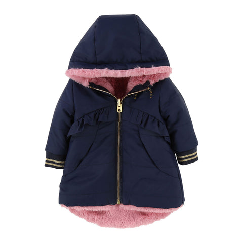 Baby Girls Hooded Reversible Puffer Coat