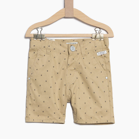 Boy's Beige Shorts with All Over Print