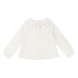 Girls Long Sleeve Poplin Blouse with Ruffled Collar