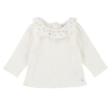 Baby Long Sleeve T-shirt with Poplin Ruffle Collar