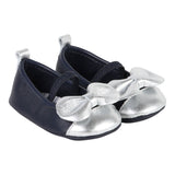 Baby Crib Shoes with Silver Bow