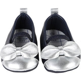 Baby Crib Shoes with Silver Bow