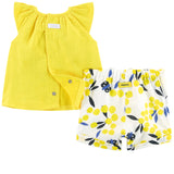 Baby Girls Gauze Top with Mimosa Print Shorts