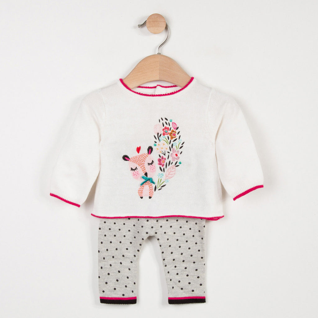 Baby Girls Knitted Set with Charming Pattern