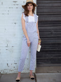 Women's Georgette Overall - Grey Stripes