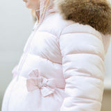 Baby Girls Pale Pink Down Jacket with Bows