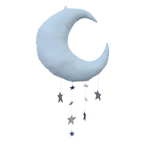 Luxe Cascading Moon Mobile in Sky + Sapphire Blue