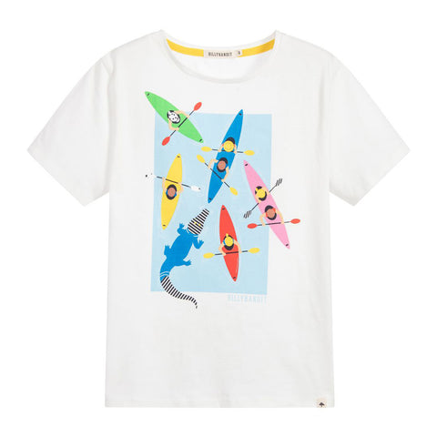 Boys Cotton T-Shirt with Paddle Boats Graphic