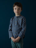 Boys Vivien Shirt - Blue and Brown Checks